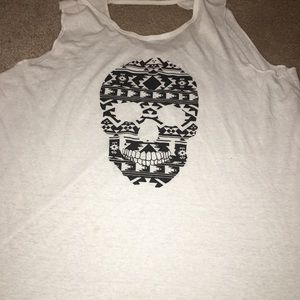 No Boundaries White w/ Black Skull Tank Top